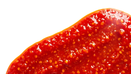 close up of red chili paste on transparent background