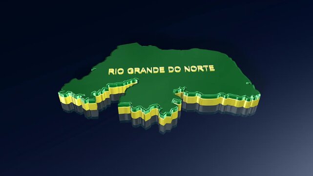 Rio Grande do Norte State 3D Map of Brazil in Animation