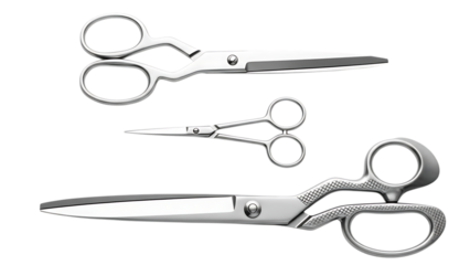 two silver scissors isolated on transparent background perfect for design projects