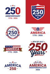 Naklejka premium american flag stamp, 250 banner with us flag inside vector illustration