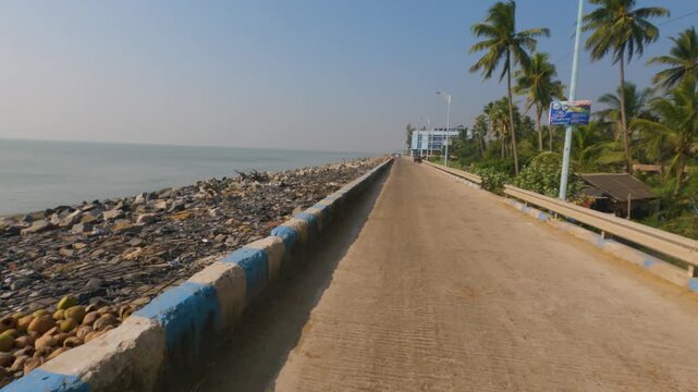 POV Motorcycle Ride Along Bay of Bengal Marine Drive from Mandarmani to Digha