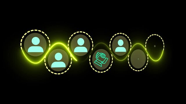 Business ecosystems and partnerships concept on the transparent background. Business collaboration strategies. Task relations, collaboration, team building. Motion graphics of collaboration idea.