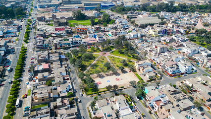 Aerial view of La Molina, a spacious residential district of Lima, Peru.