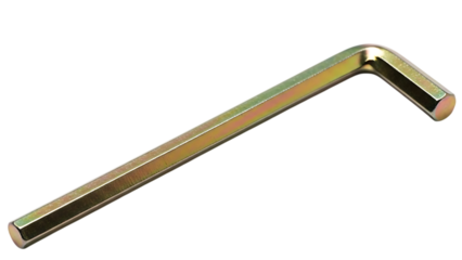 a shiny gold allen wrench isolated on transparent background