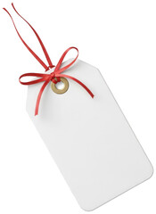 White tag png Blank label cutout Empty card png Clean price tag cutout New gift label png Small coupon cutout Red ribbon tag png Golden eyelet cutout Paper isolated transparent background image