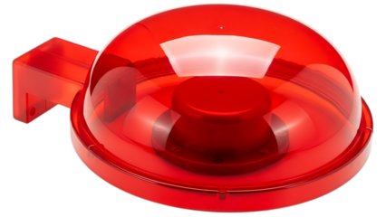 a red plastic dome with a bracket isolated on transparent background