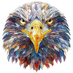 Colorful eagle head illustration with intricate patterns and transparent background for creative projects