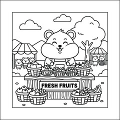 Naklejka premium Bold and Easy Hamster Coloring Page - Cozy Moment Pet Vector