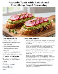 Avocado Toast with Radish and Everything Bagel Seasoning Recipe with Ingredients and Preparation
