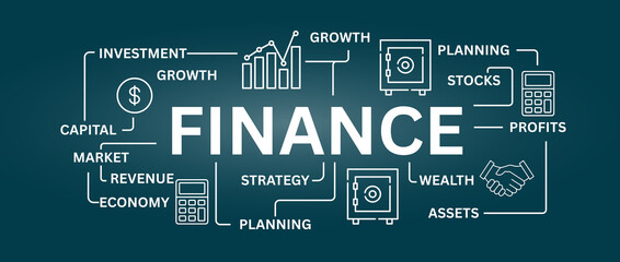 Financial Growth and Investment Strategies Illustrated with Icons