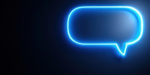 The Neon Speech Bubble Glowing Blue Dialogue Icon on Dark Minimal Background