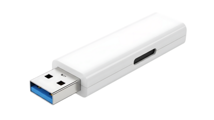 a white usb flash drive isolated on transparent background