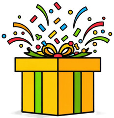 Yellow Gift png Colorful Present cutout Party Box png Celebration Package cutout Confetti Gift png Festive Present cutout Birthday Box png Vibrant Package isolated transparent background image