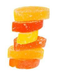 Pyramid with marmalade isolated on white background.