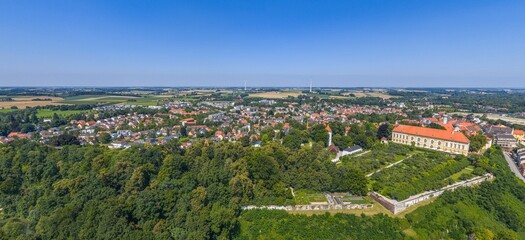 Luftbild der Kreisstadt Dachau an der Amper nordwestlich von München