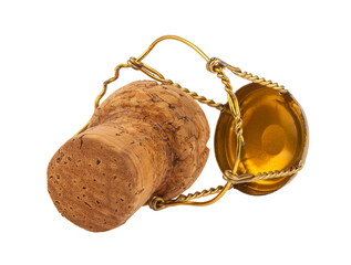 Cork stopper for wine bottle isolated on white background.