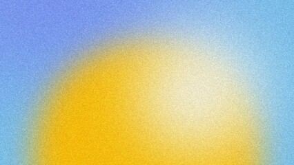 Abstract blue and yellow gradient glowing grainy background with blur and noise texture effect with copy space