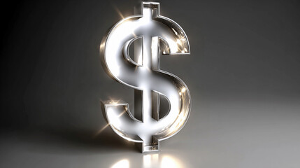 Floating dollar sign with soft rim light in a simple background setting Generative AI