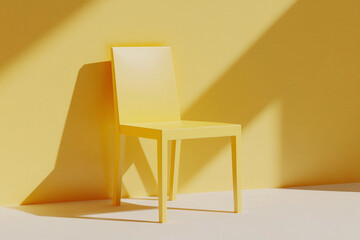 Minimalist chair standing on a plain background with a soft shadow Generative AI