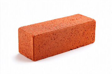 Red brick placed on a white background for clear visibility and focus Generative AI