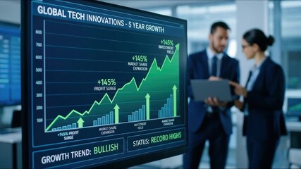 Stock market chart showing business growth, rising trends, financial performance, investment progress, profit increase, and market success indicators. Investment finance chart growth graph - Powered by Adobe