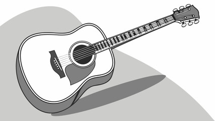 Obraz premium Acoustic guitar on a modern gray background with shadow