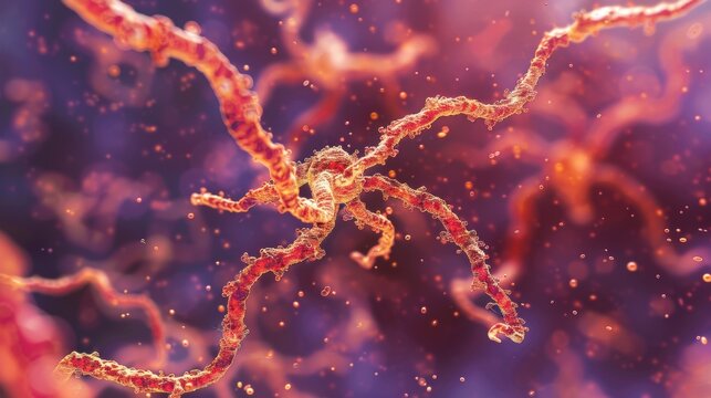 Ebola Virus Microscopic Structure Scientific Illustration: Filamentous Virion Morphology, Glycoprotein Spikes and Viral Envelope Details for Virology Research