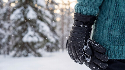 Professional Black Technical Winter Gloves for Hiking and Mountaineering