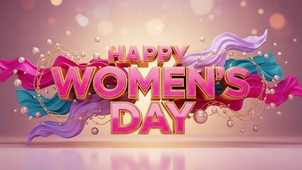 Colorful Ribbons and Pearls Celebrating Womens Day