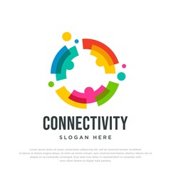 Colorful logo design concept vector. People Family Unity Connectivity logo Template Vector.