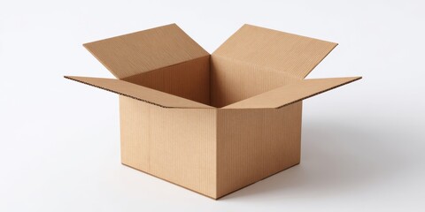The Cardboard Box Open on White Background with Clean Minimal Packaging Concept