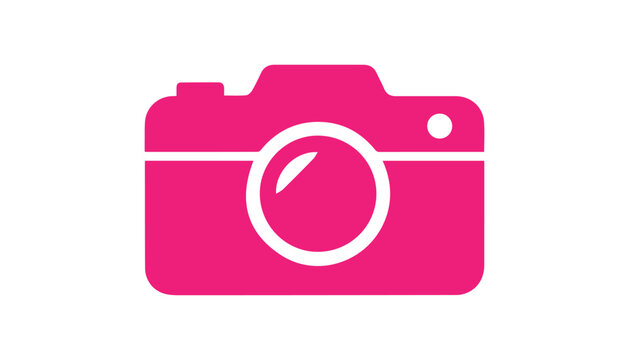 A vivid pink camera graphic illustrating basic photography equipment is set against a solid, clean white background suitable for apps.