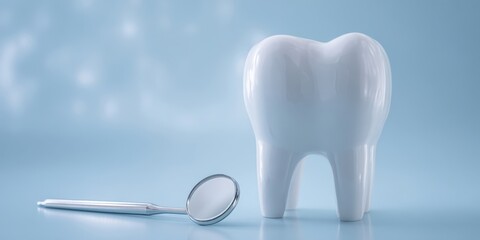 The Tooth and Dental Mirror Symbolizing Oral Hygiene and Professional Dental Care