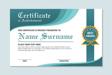 Simple design achievement certificate template