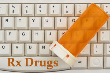 Rx Drugs prescription medication digital healthcare concept