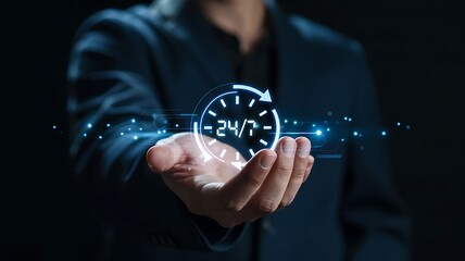 Displaying virtual 24/7 support clock