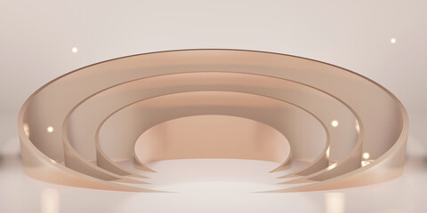 Obraz premium Stage, circular background, platform, arch, ring, pallet, display screen, 3D illustration