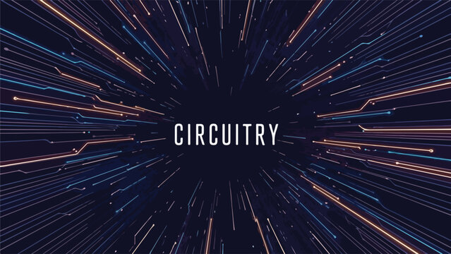 Abstract digital circuitry pattern with glowing lines radiating from the center, representing technology and data flow