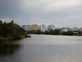 City on the river bank.