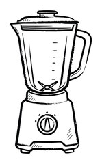 Blender sketch illustration. Kitchen appliance with pitcher, base, control knob graphic for design projects.