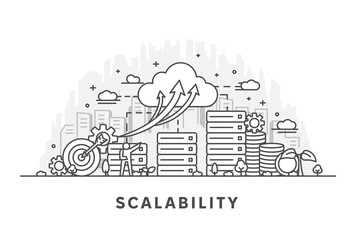 Obraz premium Abstract concept of scalability, illustrating growth, expansion, and adaptability in business, technology, or systems with a modern visual style. Editable stroke.
