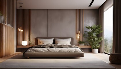 modern minimalistic bedroom interior design 3d visualization
