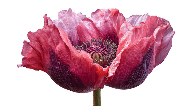 Detalhe macro da flor da papoula do &oacute;pio, papaver somniferum transparent png background. Ai generated