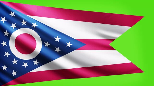 Ohio flag 4K video flag background texture, flag of Ohio waving in the wind, realistic american state flag video, USA, US patriotism