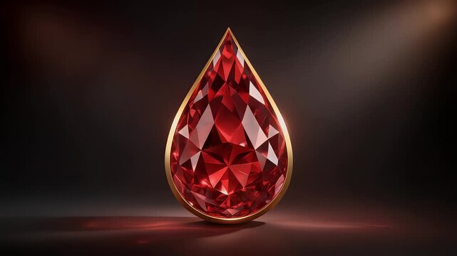 Exquisite faceted ruby gemstone set in a golden bezel, symbolizing luxury, wealth, and precious beauty