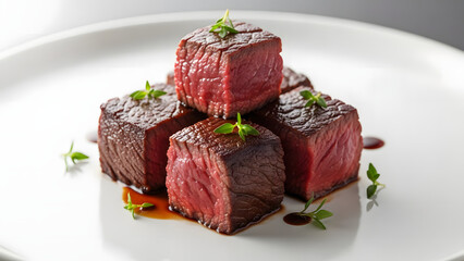 Tender Beef Cubes with Clean White Background