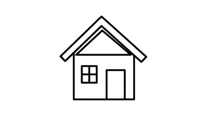 Obraz premium Simple black outline of house with triangular roof, window and door