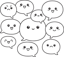 Diverse colorful chat bubble character illustration