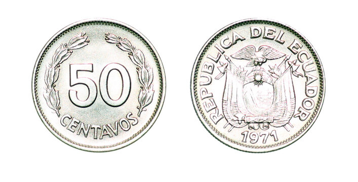 Coin 50 centavos. 1971. Republic of Ecuador
