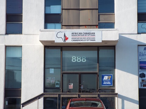 Ottawa, ON, Canada-July 7,2025: A sign for the "African Canadian Association of Ottawa" at 888 Belfast Rd.
